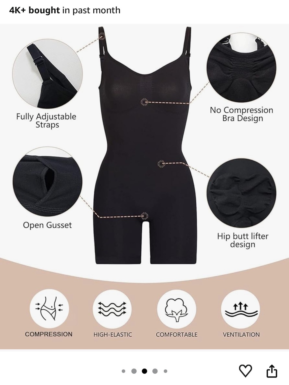 ShaperX Shapewear Tummy Control/Mid thigh - Picture 3 of 5